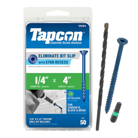 Tapcon 4 in. L Star Flat Head High/Low Concrete Screws