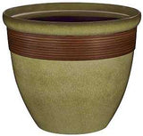 Landscapers Select PT-S015 Wave Planter, 15 in Dia, 12-1/2 in H, Round, Resin, Olive Green/Wood, Pack of 6