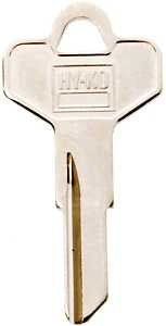 Hy-Ko 11010DE2 Key Blank, Brass, Nickel, For: Dexter Cabinet, House Locks and Padlocks, DE2 Key Number, Pack of 10