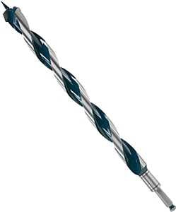 Bosch NKLT16 Auger Drill Bit, 1 in Dia, 17-1/2 in OAL, Open-Faced Flute, 7/16 in Dia Shank, Hex Shank