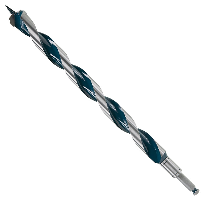 Bosch Daredevil NKLT20 Auger Drill Bit, 1-1/4 in Dia, 17-1/2 in OAL, Open-Faced Flute, 7/16 in Dia Shank, Hex Shank