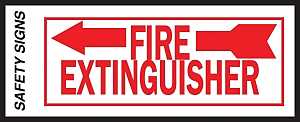 Hy-Ko FE-2L Safety Sign, Fire Extinguisher Left Arrow, Red Legend, Vinyl, 10 in W x 4 in H Dimensions