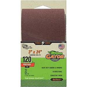 Gator 3155 Sanding Belt, 3 in W, 24 in L, 120 Grit, Fine, Aluminum Oxide Abrasive