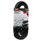 PowerZone OR532725 Extension Cord, 25 ft L, Black