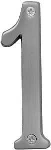 Hy-Ko Prestige Series BR-43SN/1 House Number, Character: 1, 4 in H Character, Nickel Character, Brass, Pack of 3