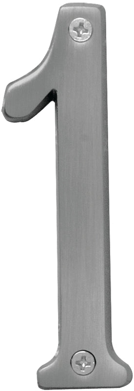 Hy-Ko Prestige Series BR-43SN/1 House Number, Character: 1, 4 in H Character, Nickel Character, Brass, Pack of 3