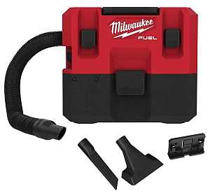 Milwaukee 0960-20 Wet and Dry Vacuum, 1.6 gal Vacuum, 45 cfm Air, 87 dBA, HEPA Filter, 12 V, Black/Red Housing