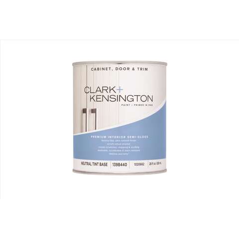 Clark+Kensington Semi-Gloss Tint Base Neutral Base Cabinet/Door/Trim Paint Interior 0.86 qt, Pack of 4