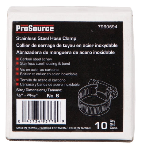 ProSource HCMAN06 Interlocked Hose Clamp, Stainless Steel, Stainless Steel, Pack of 10