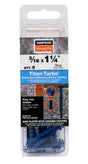 Simpson Strong-Tie Titen Turbo TNT18114HC8 Screw Anchor, 3/16 in Dia, Carbon Steel, Ceramic-Coated/Zinc, 8/PK