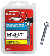 Red Head TruBolt 12377 Wedge Anchor, 1/4 in Dia, 2-1/4 in OAL