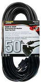 PowerZone OR632730 Extension Cord, 50 ft L, Black