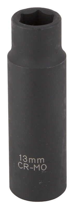 Vulcan MT65802011 Deep Impact Socket, 13 mm Socket, 1/2 in Drive, Deep Drive, 6-Point, Chrome Molybdenum Steel