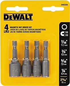 DEWALT DW2229 Nut Driver Set, 4-Piece, Magnetic, Steel