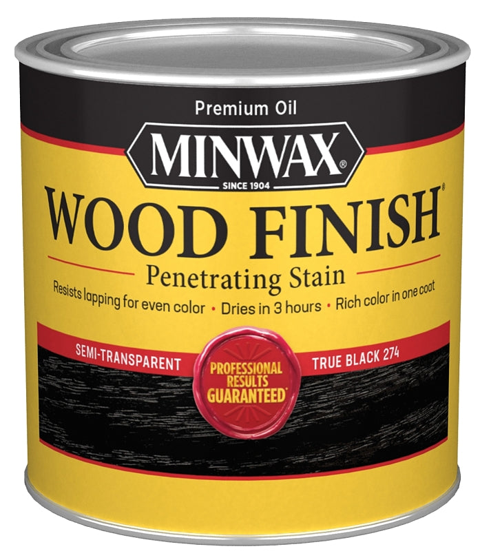 Minwax 227644444 Wood Stain, True Black, Liquid, 0.5 pt, Can