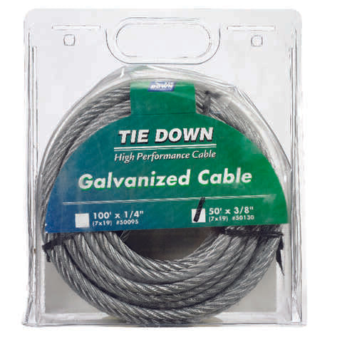 Tie Down Engineering Galvanized Galvanized Steel 3/8 in. D X 50 ft. L Aircraft Cable