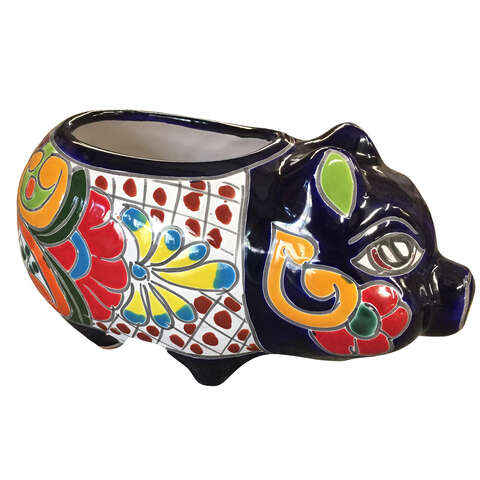 Avera Products Talavera 6 in. H X 9 in. W Ceramic Pig Planter Assorted, Pack of 4