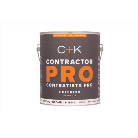 C+K Contractor Pro Semi-Gloss Tint Base Neutral Base Paint Exterior 1 gal, Pack of 4