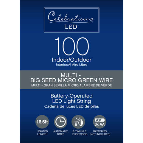 Celebrations LED Micro Dot/Fairy Multicolored 100 ct String Christmas Lights 16.5 ft., Pack of 12