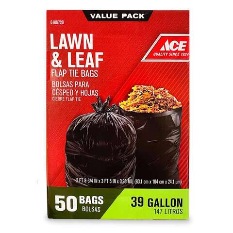 Ace 39 gal Lawn & Leaf Bags Flap Tie 50 pk, Pack of 6