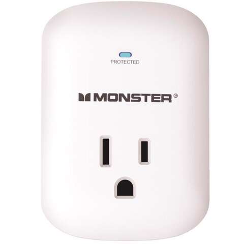 Monster Just Power It Up 0 ft. L 1 outlets Wall Tap Surge Protector White 1200 J