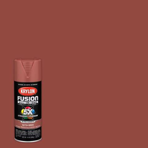 Krylon Fusion All-In-One Satin Brick Paint+Primer Spray Paint 12 oz, Pack of 6