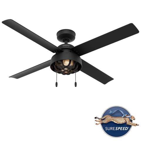 Hunter Spring Mill 52 in. Matte Black LED Indoor and Outdoor Ceiling Fan