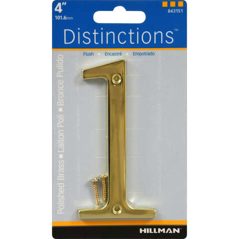 HILLMAN Distinctions 4 in. Reflective Gold Metal Screw-On Number 1 1 pc, Pack of 3