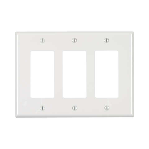 Leviton White 3 gang Thermoplastic Nylon Decorator Wall Plate 1 pk