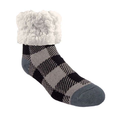 Pudus Unisex Lumberjack One Size Fits Most Slipper Socks Gray, Pack of 3