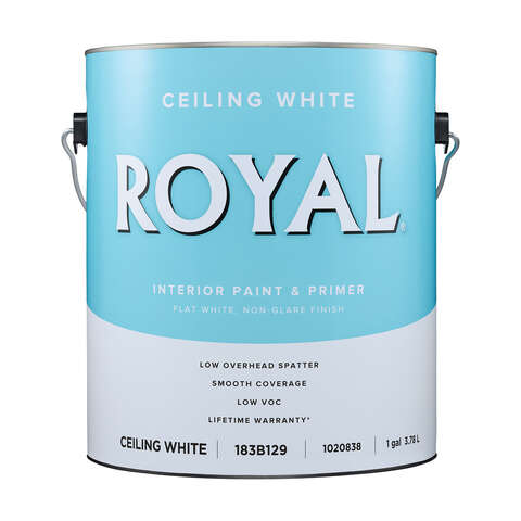 Royal Flat Ceiling White Paint & Primer Interior 1 gal, Pack of 4