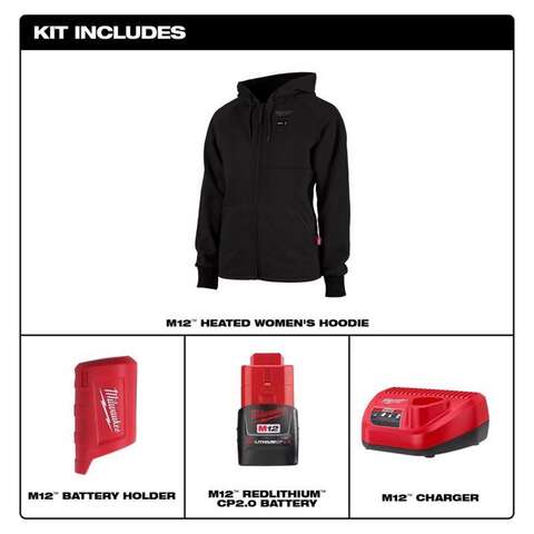 Milwaukee M12 XXL Long Sleeve Women's Hooded Heated Hoodie Kit Black