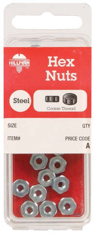 Hillman 6 in. Zinc-Plated Steel SAE Hex Nut 24 pk, Pack of 10