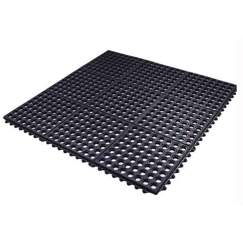 Flexgard 36 in. W X 36 in. L Black Interlocking Ring Mat Rubber Anti Fatigue Mat