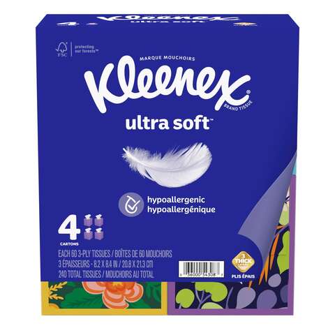 Kleenex Ultra Soft 60 ct Facial Tissue, Pack of 8