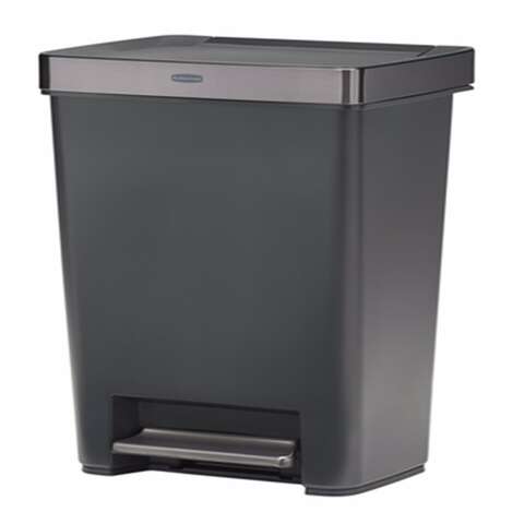 Rubbermaid Premier Series III 13 gal Gray Plastic/Stainless Steel Step On Trash Can, Pack of 4