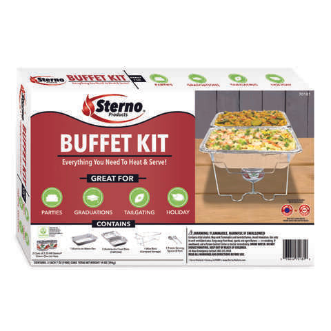 Sterno 20.88 in. W X 3.25 in. L Buffet Set Silver 8 pc