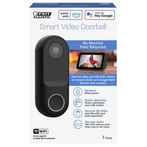 Feit Smart Home Black Plastic Wired Smart-Enabled Video Doorbell