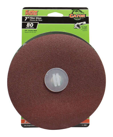 Gator 7 in. Aluminum Oxide Center Mount Fiber Disc 80 Grit Coarse 3 pk, Pack of 5