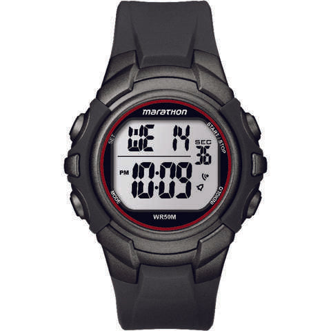 Timex Marathon Mens Round Gray/Red Digital Sports Watch Resin Water Resistant