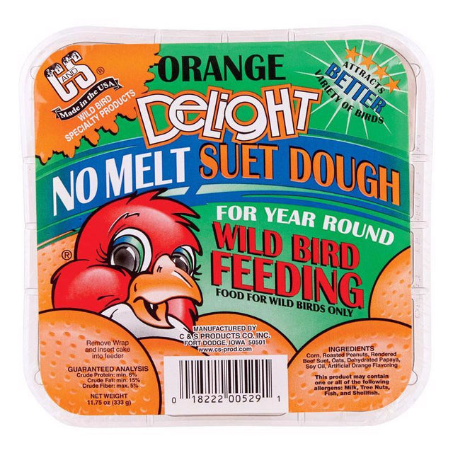 C&S Products Orange Delight Assorted Species Beef Suet Wild Bird Food 11.75 oz, Pack of 12