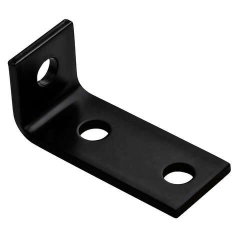 Hampton 3-1/2 in. H X 1-1/2 in. W X 3/16 in. D Black Steel Offset Leg Corner Brace, Pack of 10