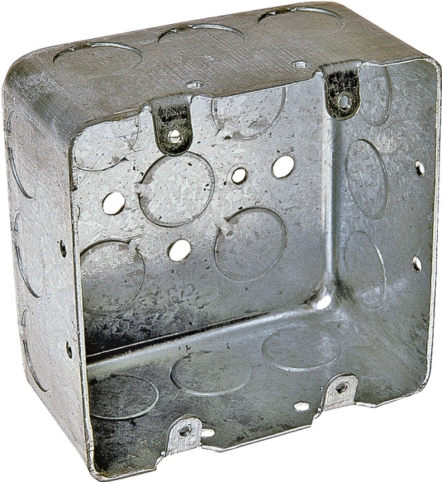 Raco 680 Switch Box, 2-Gang, 2-Outlet, 17-Knockout, 1/2 in Knockout, Steel, Gray, Galvanized, Screw