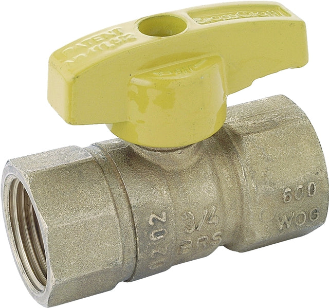 BrassCraft PSBV503-12 Gas Ball Valve, 3/4 in Connection, Flared, 5 psi Pressure, Brass Body