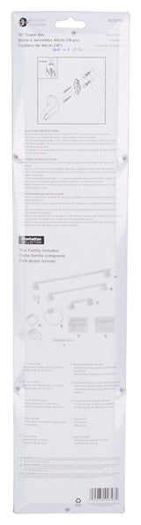 Boston Harbor L3618-51-07-3L Towel Bar, 18 in L Rod, White, Surface