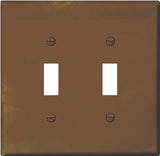 Eaton Wiring Devices PJ2B Wallplate, 4-7/8 in L, 4.94 in W, 2 -Gang, Polycarbonate, Brown, High-Gloss, Pack of 20