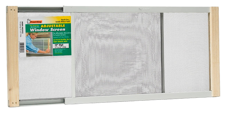 Frost King W.B. Marvin AWS1033 Window Screen, 10 in L, 19 to 33 in W, Aluminum
