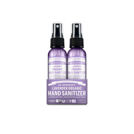 Dr. Bronner's Lavender Scent Liquid Hand Sanitizer 2 oz, Pack of 12