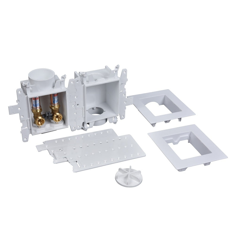 Oatey 37611 Washing Machine Connection Box, 1/2 in Connection, PVC, 14.13 in L, 3.38 in W