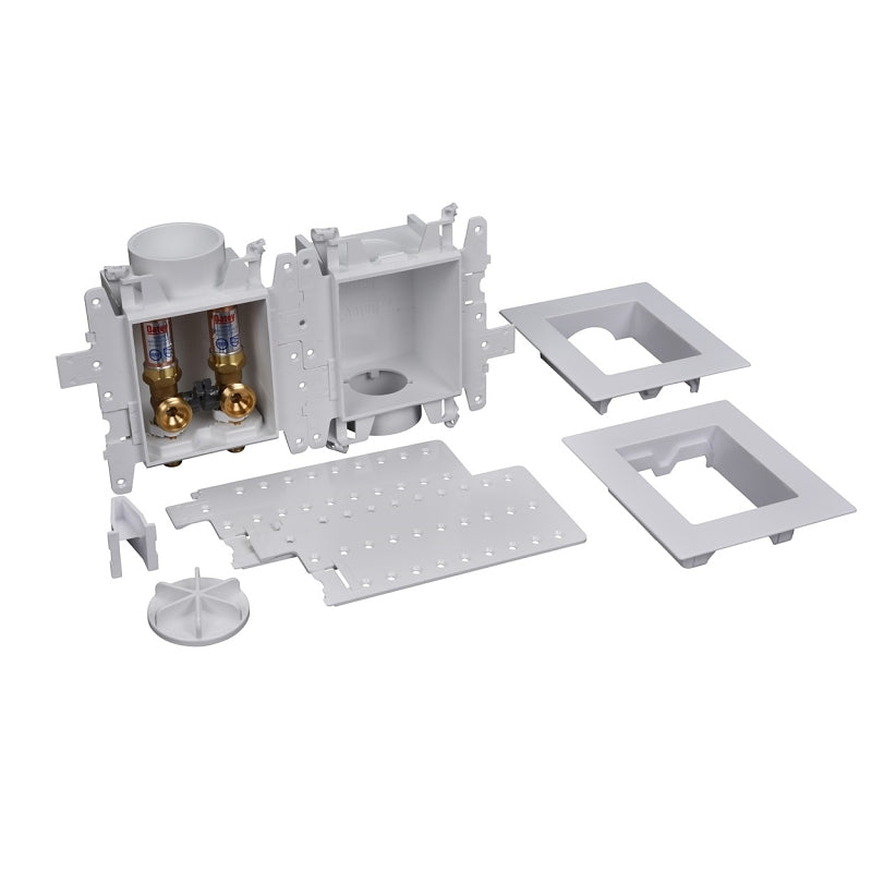 Oatey 37613 Washing Machine Connection Box, 4.85 in H, 1/4 in, PVC, 14.13 in L, 3.38 in W